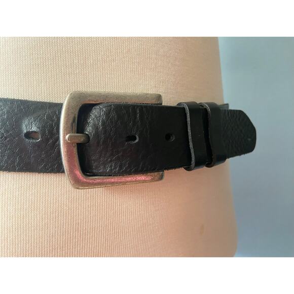 Heavy Duty Distressed Black Leather Belt Mens sz 44 - Picture 2 of 12